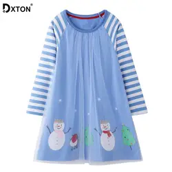 DXTON/платье с длинными рукавами для девочек; Рождественская Детская одежда; зимнее детское платье для девочек; костюм для малышей; хлопковая