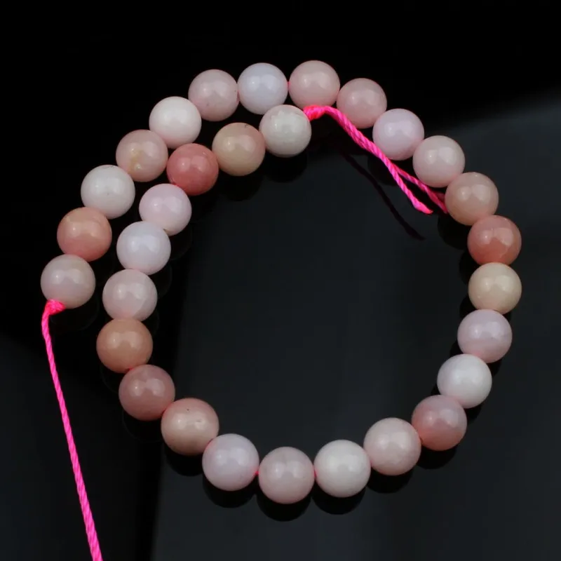 7.5 Inch Natural Rose Quartz Malachite Obsidian Jade 6 8 10 mm Round Loose Stone Beads For Jewelry Making DIY Bracelet Necklace - Цвет: Opal