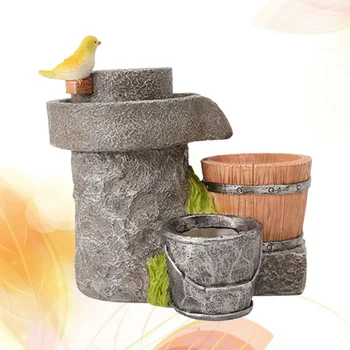 

Micro Landscape Artificial Flowers Succulent Plants Pot Tiny Creative Flower Pot Holders Hanging Garden Design(Millstone)