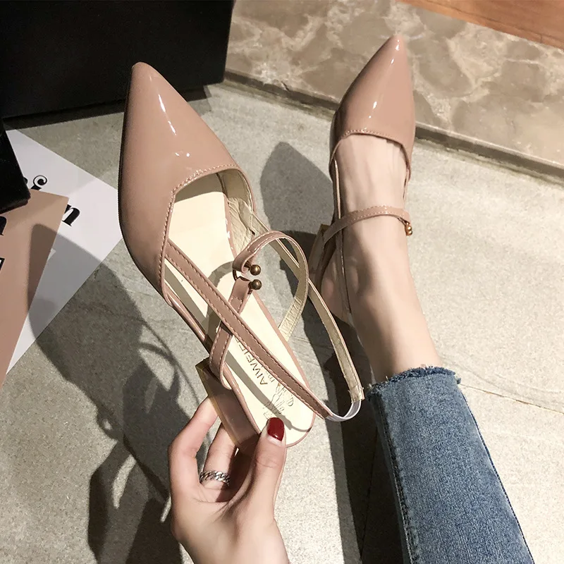 

Women's Pointed-Toe Sandals Women's 2019 Summer WOMEN'S Shoes Korean Version of the Head Low Heel New Style Versatile 16-30 Day