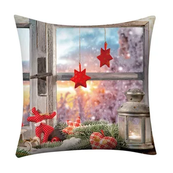 

45x45cm Christmas Car Poszewka Decorative Pillowcases Linen Square Throw Cushion Cover Single-sided Printed For Home Office Sofa