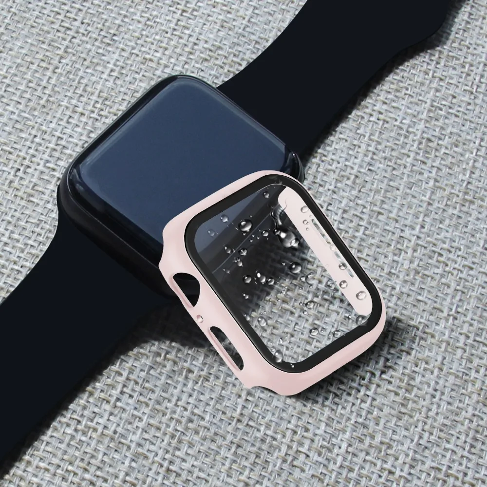 Полное покрытие для Apple Watch серии 5 4 3 2 матовый пластиковый бампер жесткий чехол рамка со стеклянной пленкой для iWatch защита экрана