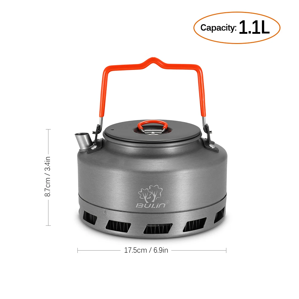

Hot New BULIN 1.1L Portable Kettle Water Pot Teapot Coffee Pot Indoor Whistling Aluminum Alloy Tea Kettle Outdoor Camping Picnic