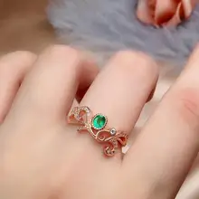 Кольцо с натуральным изумрудом, классические ювелирные изделия, элегантное кольцо из стерлингового серебра 925 пробы с позолотой, Трендовое кольцо