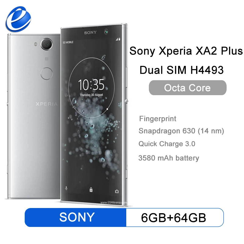 Gran venta Sony Xperia XA2 Plus Dual H4493 Original GSM Dual Sim 4G LTE Android Octa Core RAM 6GB ROM 64GB 6,0 "23MP NFC de huellas dactilares p3KDYz0A9