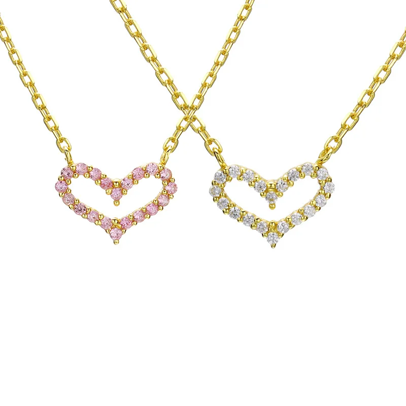 

Dun li Jewelry Japanese-style Light Jewelry Necklace Women's 925 Sterling Gold Plated Delicacy Heart Zircon Necklace Choker
