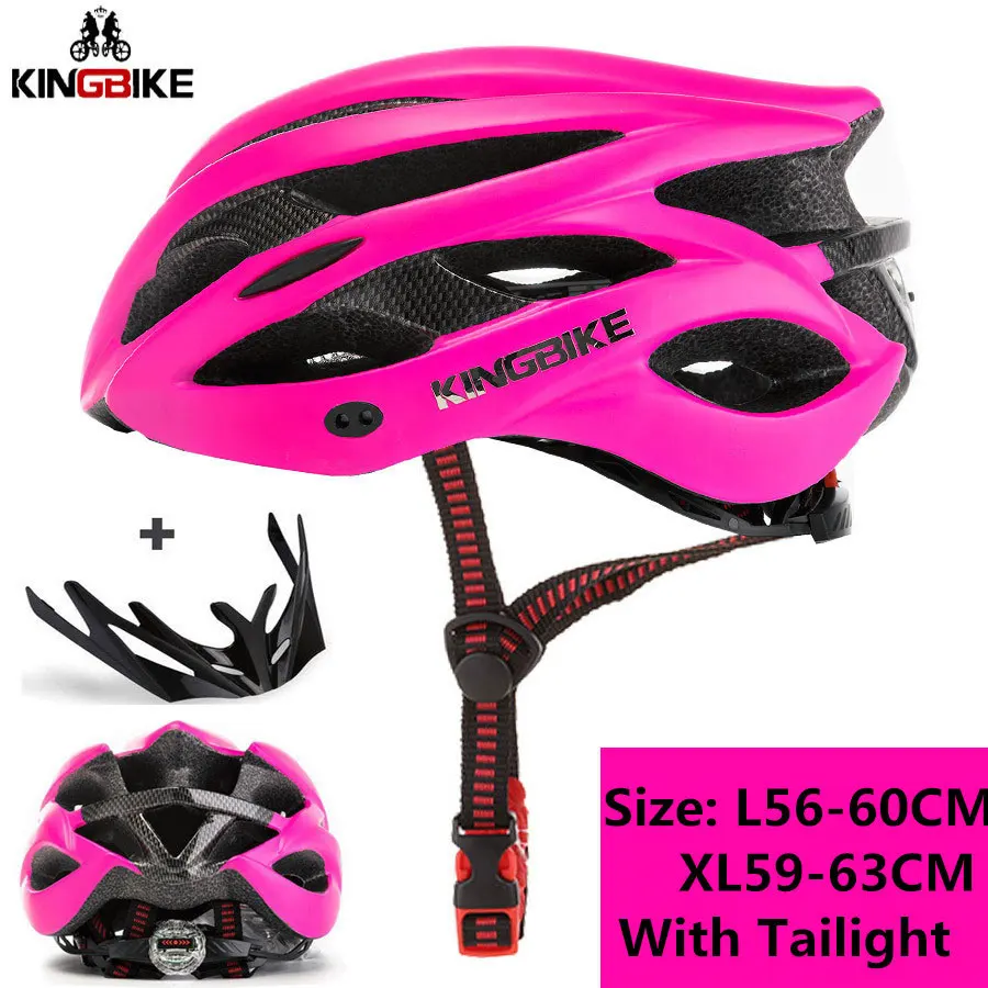 KINGBIKE сверхлегкий MTB велосипедный шлем CPSC& CE сертифицированный велосипедный шлем для верховой езды задний свет+ солнцезащитный козырек велосипедный шлем - Цвет: 629Rose Red