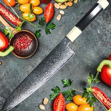 Дамасская сталь VG10 нож шеф-повара Gyuto инструмент для приготовления пищи meet Тесак японские кухонные ножи Набор черное дерево ручка острые
