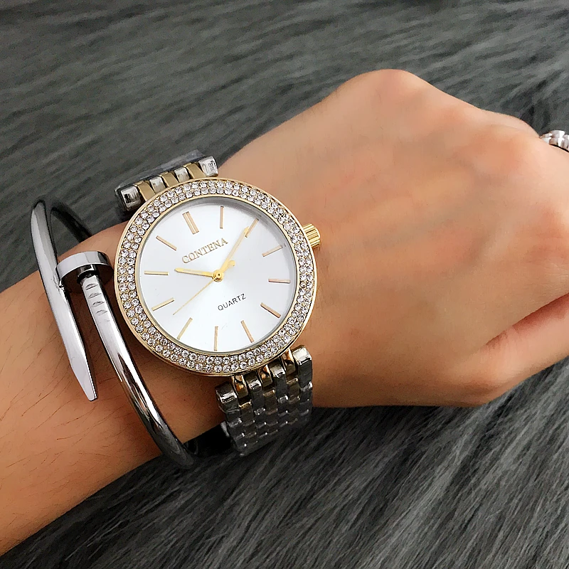 CONTENA простой Стиль Для женщин Наручные часы модные женские кварцевые наручные часы, кварцевые часы, мужские часы Relogio подарок