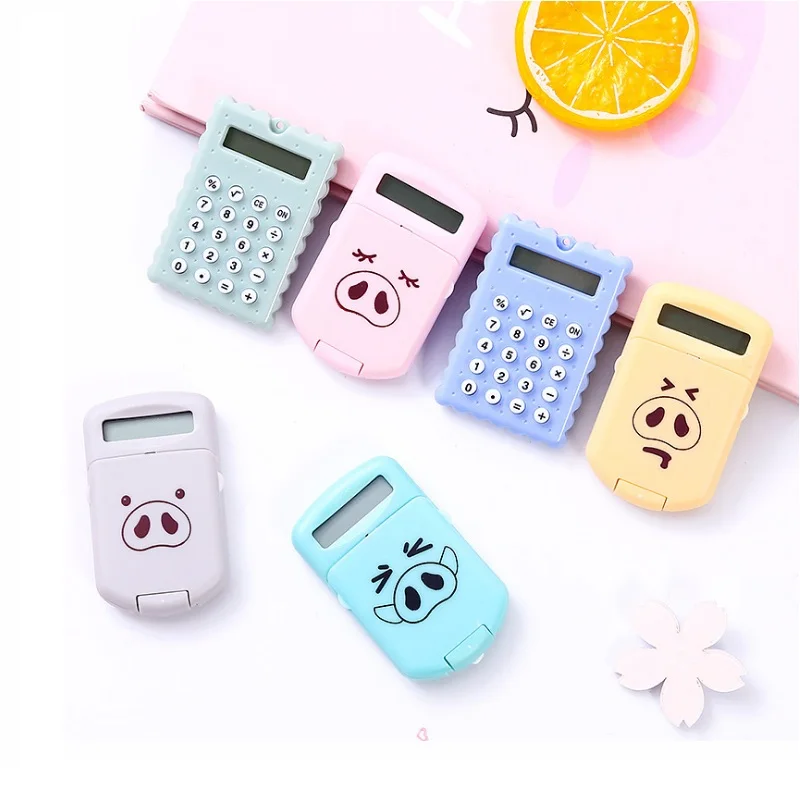 

pocket size 8 Digits Display Ultra-thin Button Cute Cartoon school for Portable Calculator Creative student Battery Mini