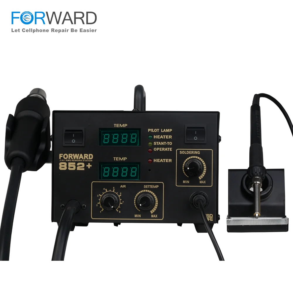 

852+ Hot Air Gun And Soldering Iron 2 in 1 SMD Rework Station With Digital Display