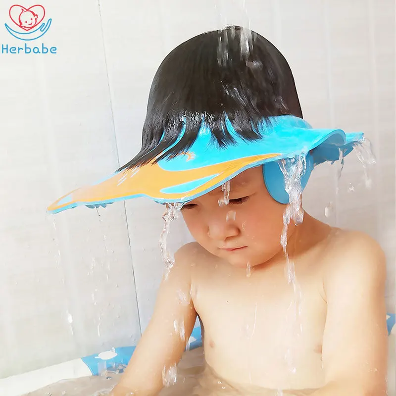 Herbabe redimensionnable bébé shampooing casquette enfants bain tête chapeau pour nouveau-né infantile doux cheveux lavage bonnet de douche oreille Protection pour les soins de bébé