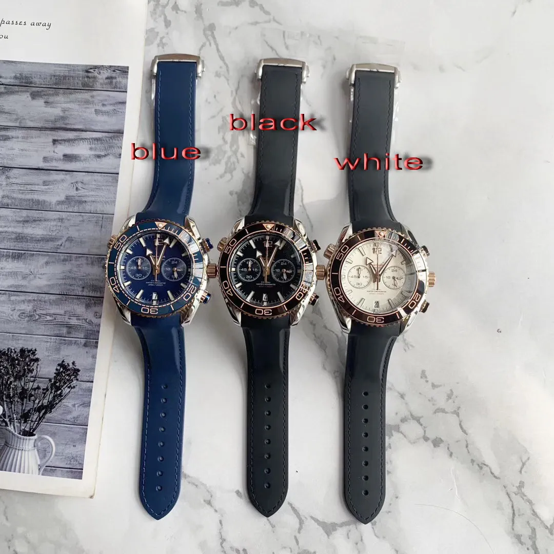 

Luxury Brand New 007 Men Watch Ceramic Bezel Stainless Steel Rose Gold Limited Black Blue Rubber Chronograph Sapphire Watches