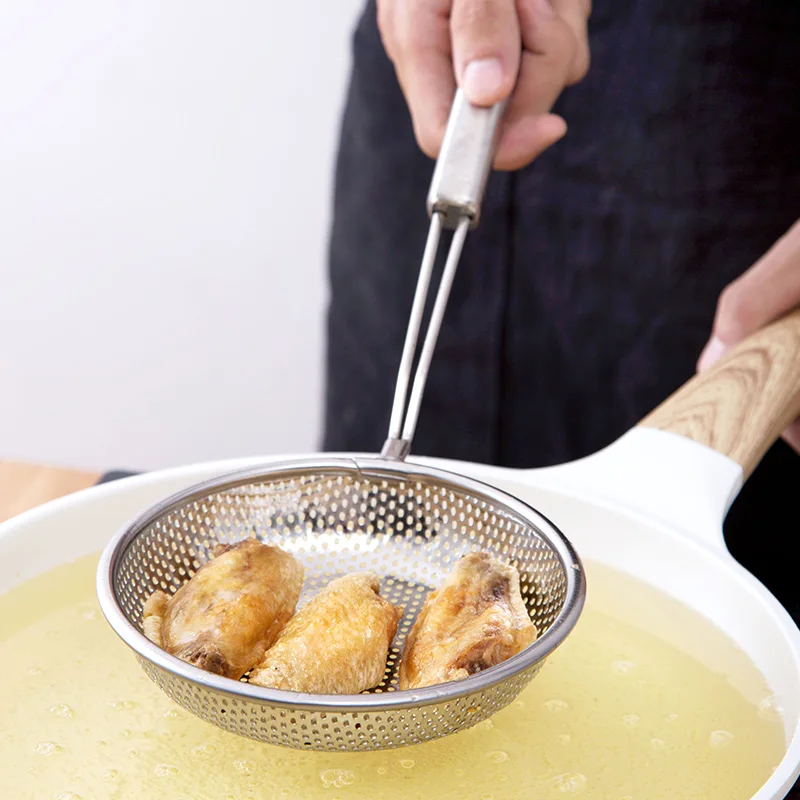 

Stainless steel frying colander household fence mesh kitchen large spoon scoop filter net