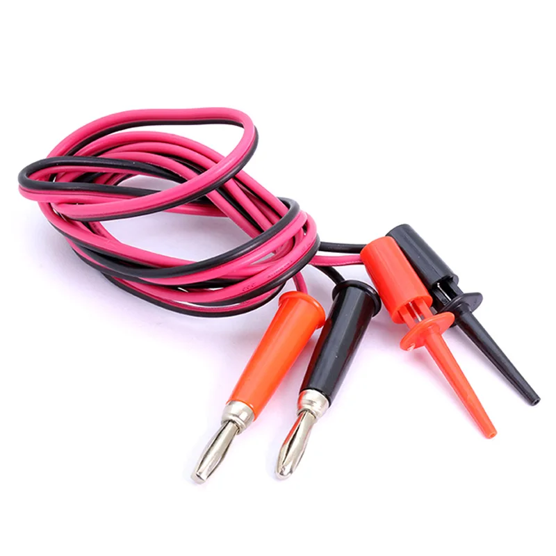 1pc 4mm Banana plug cable to Dual Big Hook Clip Test Probe Cable Leads Alligator clip black&red 1 meter long