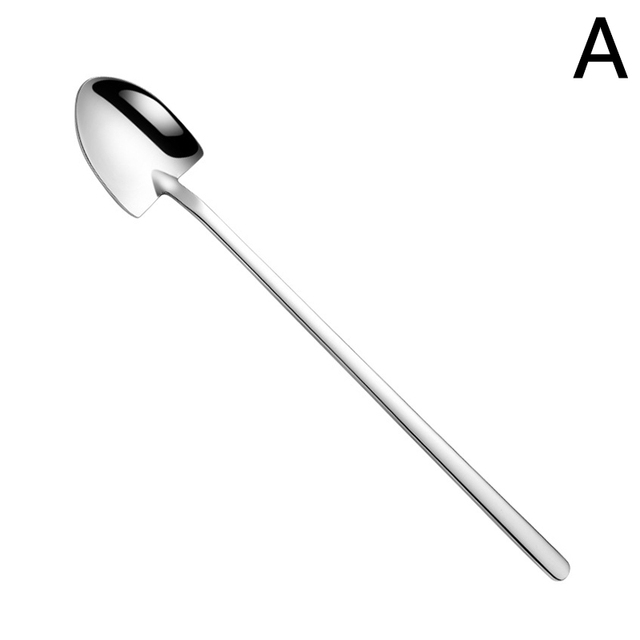 Handle Stainless Steel Coffee Spoon Square Shovel Stirring Scoop Dessert Flatware Milk Tea Tools Cafe Kitchen Supplies