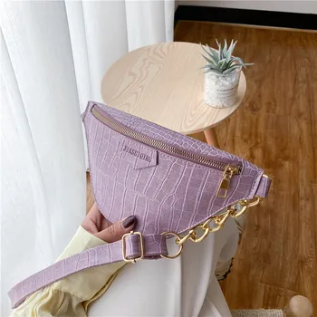 

2020 New 4 Colors PU Leather Handbags For Women Stone Crocodile Pattern Chest Bag Female Shoulder Bag Hot Sale