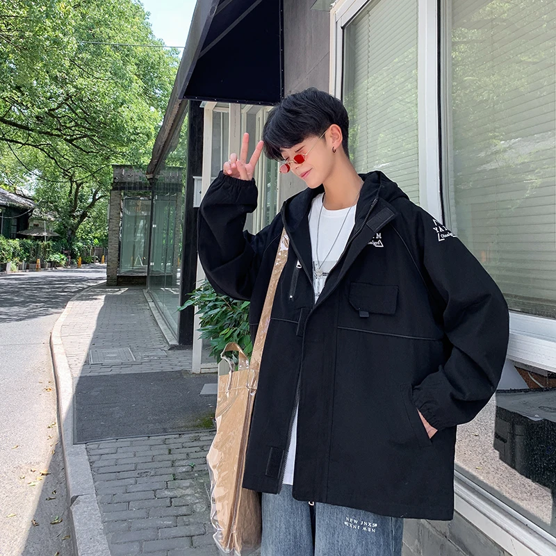 

UYUK Autumn New Port Wind Youth Explosion Models Loose Large Size Casual Trend Fashion Hooded Men's Jacket Clothes Streetwear