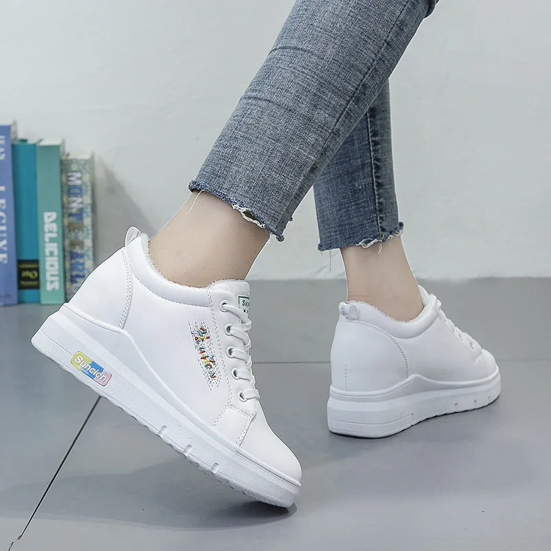 

Elevator Shoes Women's Winter 2019 New Style Korean-style INS Versatile Casual Shoes Platform plus Velvet plus Cotton Shoe Fashi