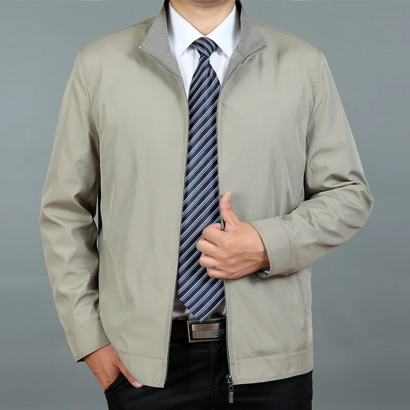 

2020 Spring New Style Men Jacket Business Casual Stand Collar Solid Color Middle-aged Daddy Clothes Coat