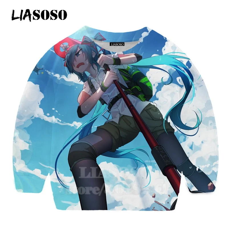 LIASOSO детей толстовки 3D принт аниме девочка Hatsune Толстовка Miku в уличном стиле для детей мальчиков и девочек Повседневное Топ для маленьких детей, свитер для подростков B174-21 - Цвет: 17