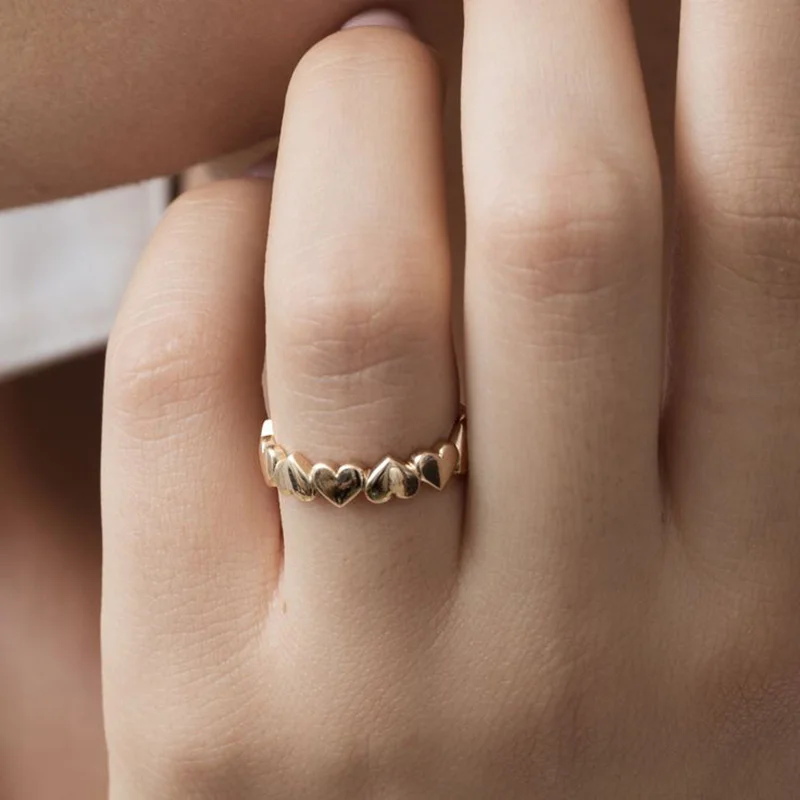 Finger Rings Couple Rings Heart Rings For Women Gold Color Couple Stainless Steel Ring Trend Waterproof Wedding Fashion Jewelry Gift anillos