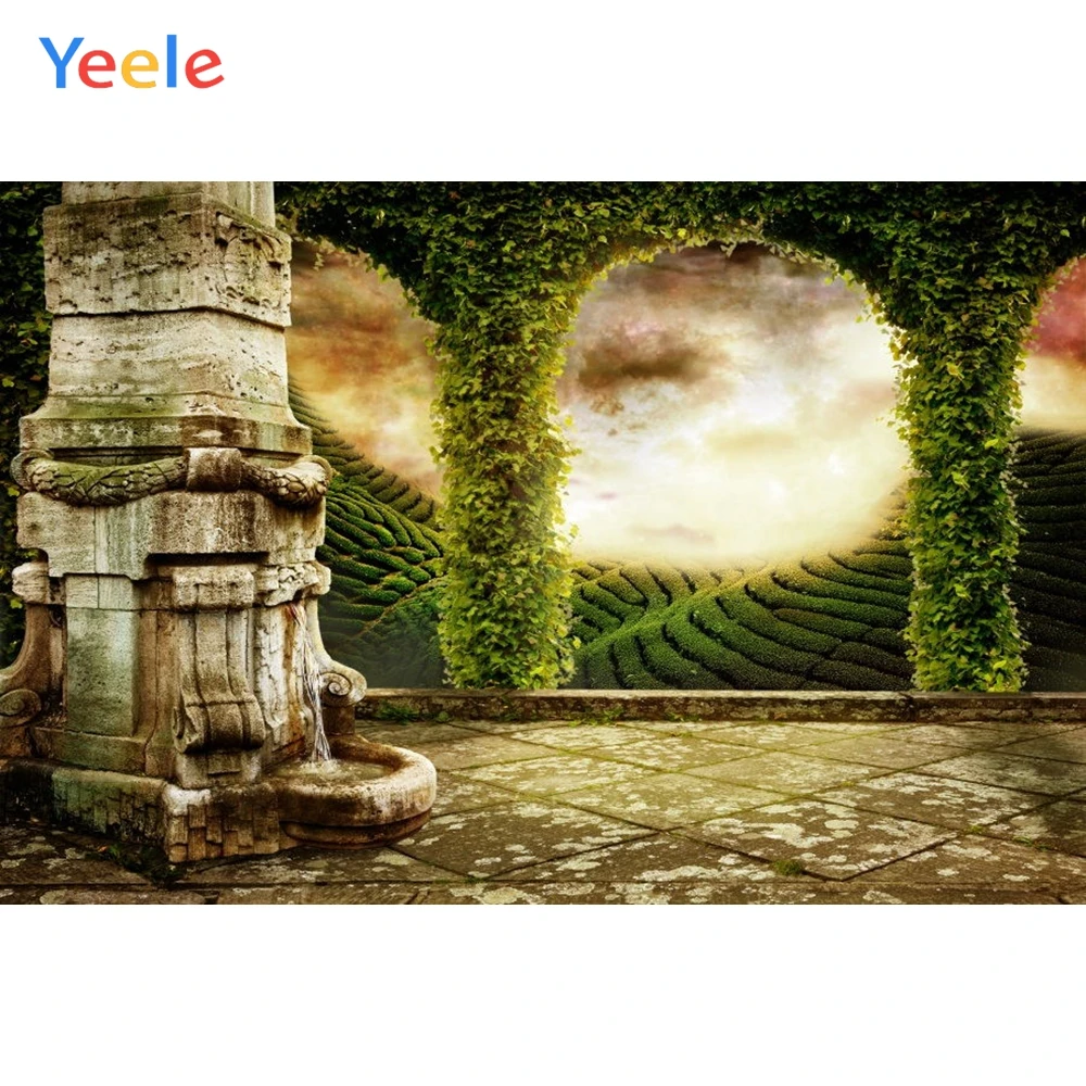 Yeele Green Field Ancient Building Pillar Scenery Palace Park Photographic Backgrounds Photography Backdrops For Photo Studio |