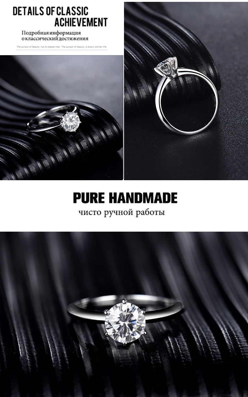 LOVERJEWELRY для женщин классический стиль обручение Свадьба 1ct 2ct кольца с муассанитом 14 к белое золото для женщин подарок на день рождения ювелирные изделия