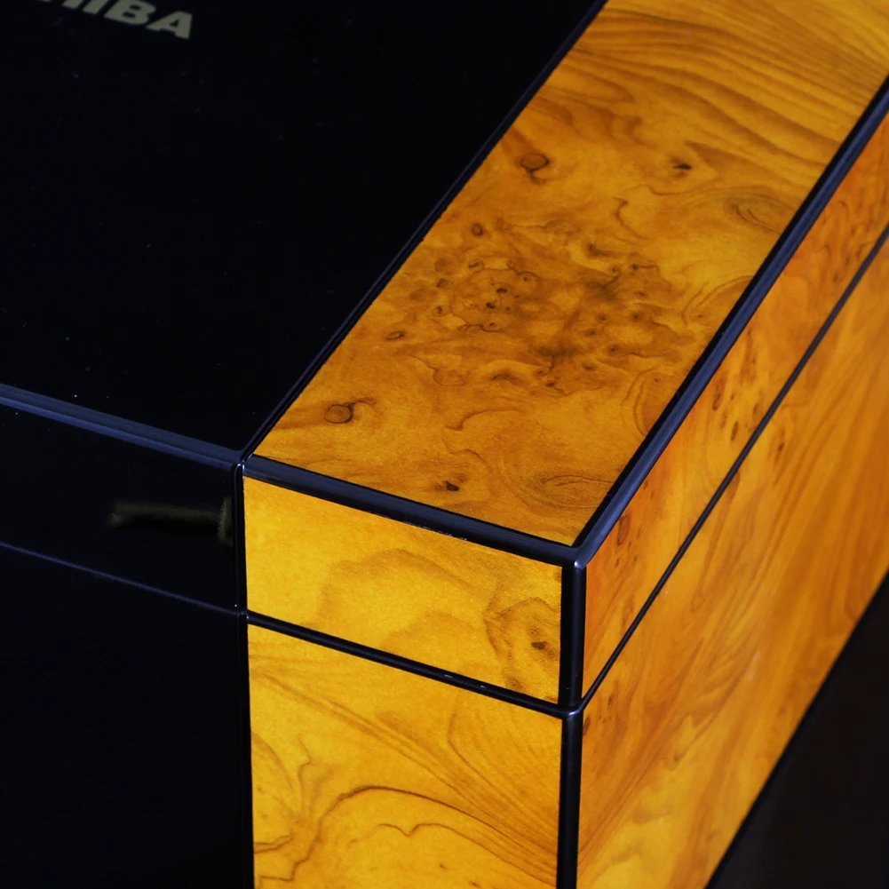 COHIBA Роскошные сигары Humidor дома кедра древесины пианино отделка Глянцевая сигары коробка W/ключ увлажнитель с гигрометром Humidor Box