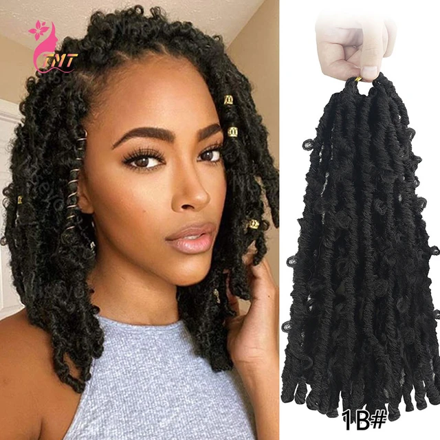 Short Faux Locs Crochet Bob Hair 12 inch 8 Packs Pre-Looped Wavy Ombre Goddess Synthetic Crochet Dreadlocks Hair Braids for Black Women Color