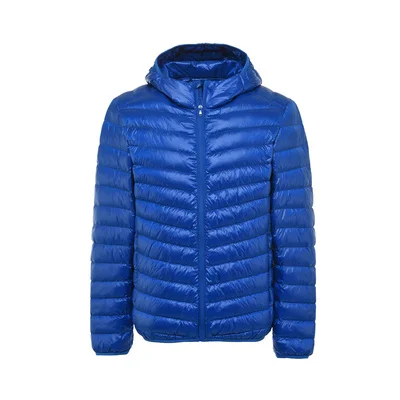 Зимний модный бренд, ультра-светильник, куртка на утином пуху, Мужская Уличная одежда с капюшоном, светильник, пуховое пальто, водонепроницаемая Теплая мужская одежда - Цвет: blue hood