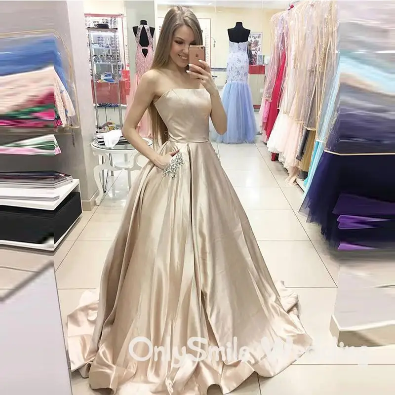 Vestidos Gala атласные вечерние платья Длинные с карманами Бальные вечерние платья расшитые бисером вечерние платья Largos Fiesta