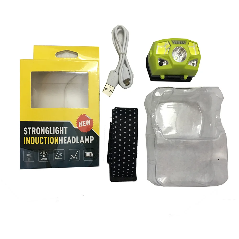 New Sensing Headlights 4 led usb Charging Major Headlamp LED Waterproof Infrared Headlamp Fishing Lights Plastic Headlights