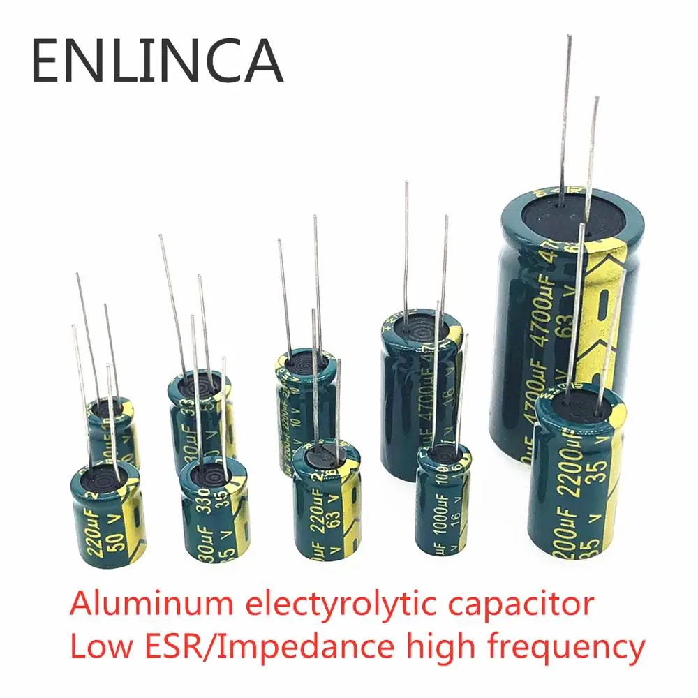 Low ESR high frequency aluminum capacitor 6.3v 63v 100v 250v 400v 450V 2.2uf 4.7uf 6.8uf 10uf 22uf 33uf 68uf 82uf 120uf 5-20pcs