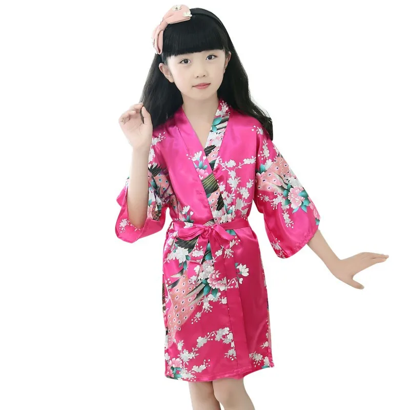 Cotton Girls Sleepwear Kids Flower Animal Kimono Robes Girls Nightgown Children Bathrobe Pajamas Sleepwear Night Dress Gown - Цвет: M