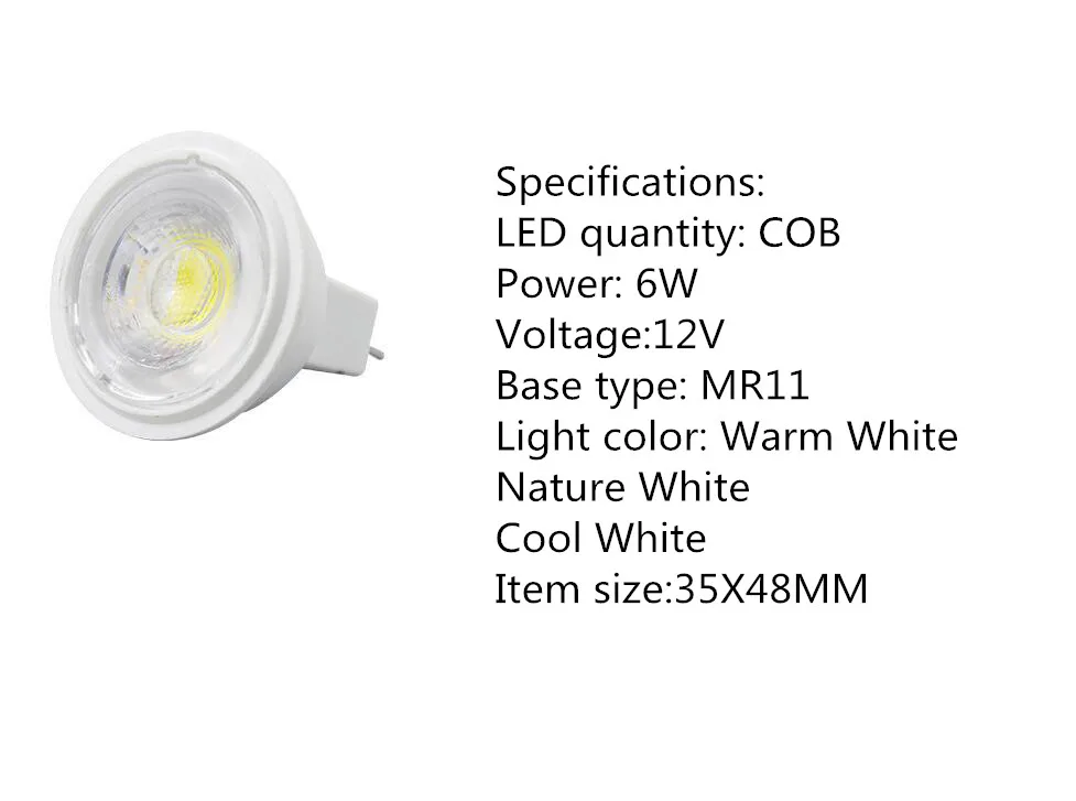 MR11 COB светодиодный светильник 6 Вт AC/DC12V Bombillas COB светодиодный светильник Точечный светильник Lampara Теплый/натуральный/холодный белый точечный светильник светодиодный светильник s