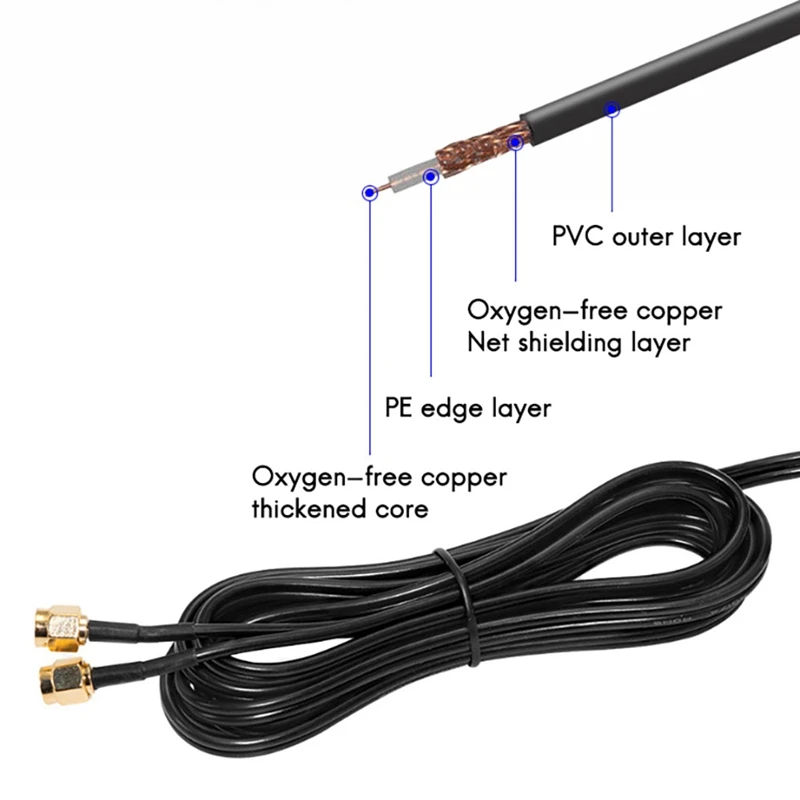 HOT-2.4G/5G Dual-Band Antenna with 6.5Ft Extension Cable 6DB Magnetic Base Wireless Network Card WIFI SMA Antenna
