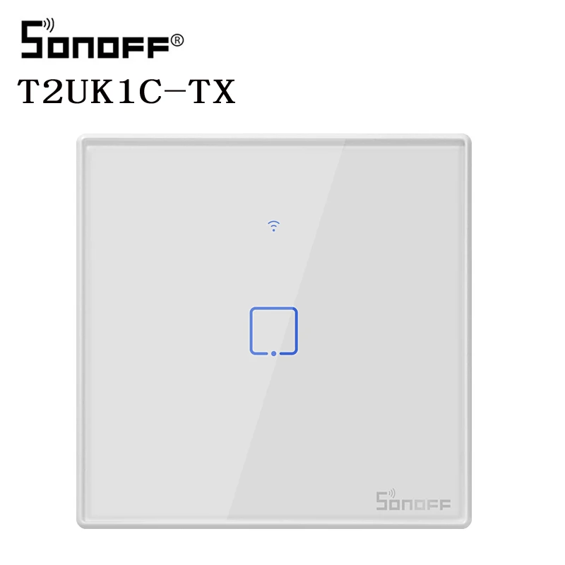 T2 UK 1C Интеллектуальный выключатель света SONOFF T2/T3 EU/UK TX 1/2/3 Gang Смарт Wi-Fi Сенсорный настенный выключатель света Умный дом 433 RF/Голосовое управление/приложение Управление - Цвет: T2 UK 1C