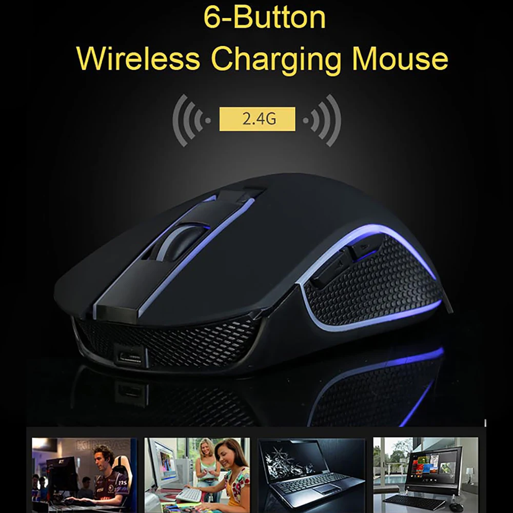 Беспроводная мышь VicTsing XW354, светодиодный, с подсветкой, RGB, USB, оптическая, эргономичная, бесшумная, перезаряжаемая, для компьютера, ноутбука, геймера