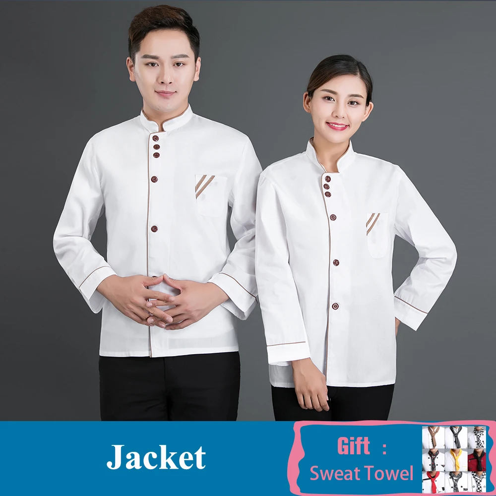 White Coat 1 Новое поступление, униформа шеф-повара для мужчин и женщин, куртка шеф-повара с длинными рукавами, пальто, ресторанная форма для работников отеля одежда для шеф-поваров - Цвет: White Coat 1