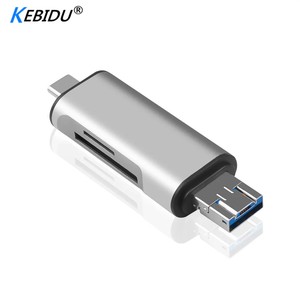 

Kebidu New Portable 3 In 1 OTG Type C Card Reader USB 3.0 USB A Micro USB Combo To 2 Slot TF SD For Smartphone PC Fast