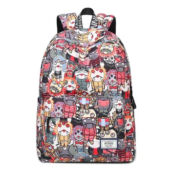 

Japan Style Cartoon Robot Waterproof Backpacks 2017 Female Printing Unique Design Casual Student Teenagers Book Bags