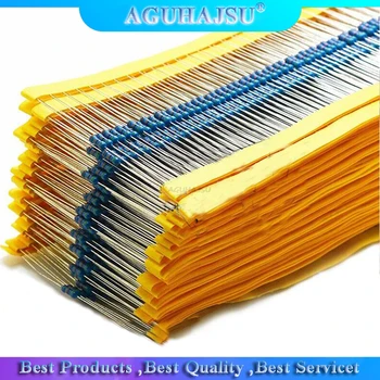 

100pcs 1/4W 1R~22M 1% Metal film resistor 100R 220R 1K 1.5K 2.2K 4.7K 10K 22K 47K 100K 100 220 1K5 2K2 4K7 ohm resistance