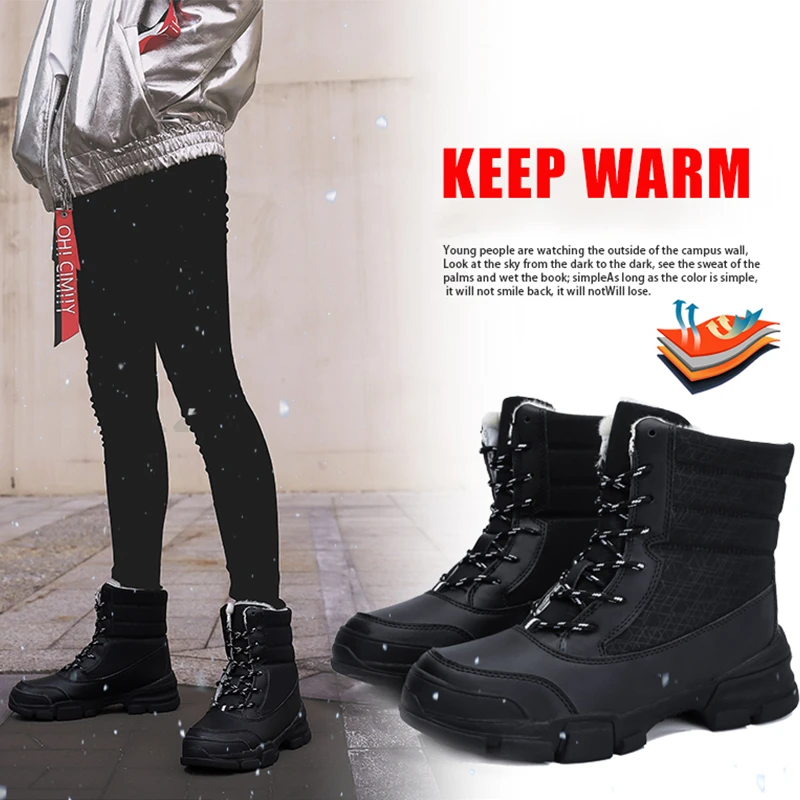 Botas de nieve para mujer, de talla grande Botas de senderismo, botines antideslizantes invierno, de senderismo impermeables, zapatillas de aumento de altura|Zapatos de senderismo| - AliExpress