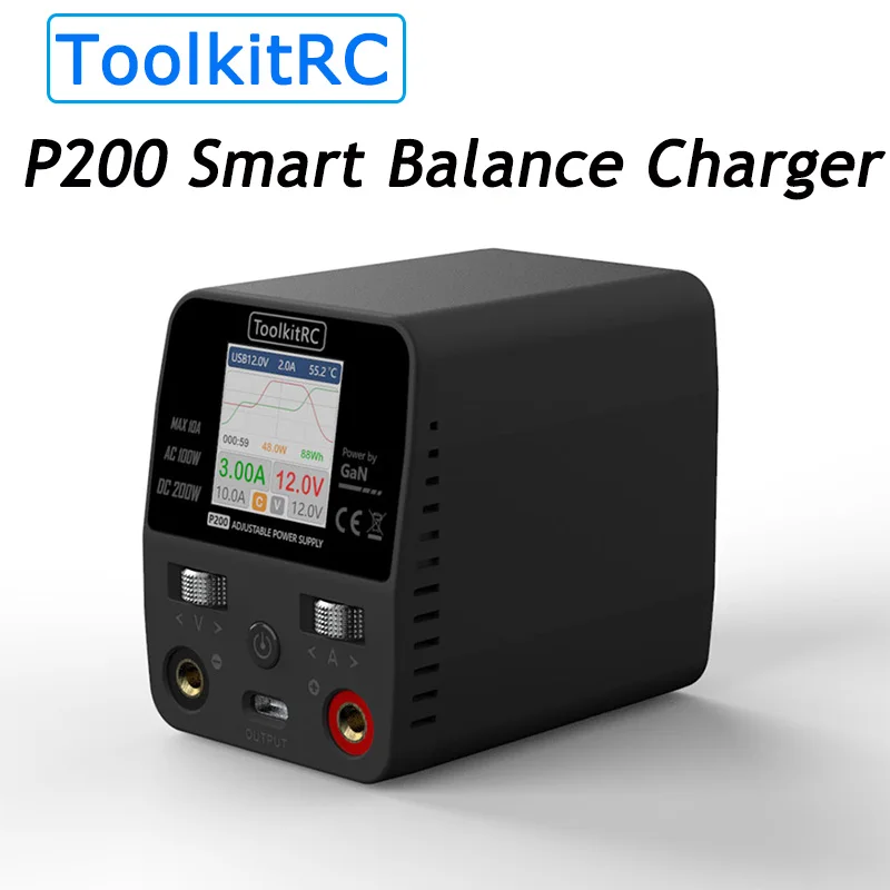 US $94.00 ToolkitRC P200 Mini 30V AC100W DC200W 10A GaN Adjustable Mini Desktop Power Supply USB Output