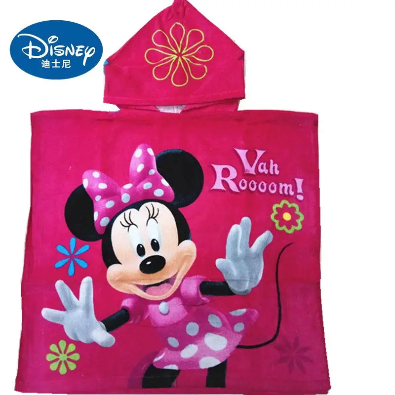 Minnie Дисней мультфильм Маккуин автомобиль с капюшоном банное полотенце для пляжа бассейна плавать душ мальчиков девочек детей Мягкий впитывающий хлопок пончо полотенце - Цвет: Minnie