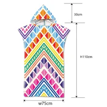 Microfiber Quick Dry Towel Geometry Printed Hooded Beach Towel  with Hood Quick-drying Absorbent Sweat-absorbent Swim Robe