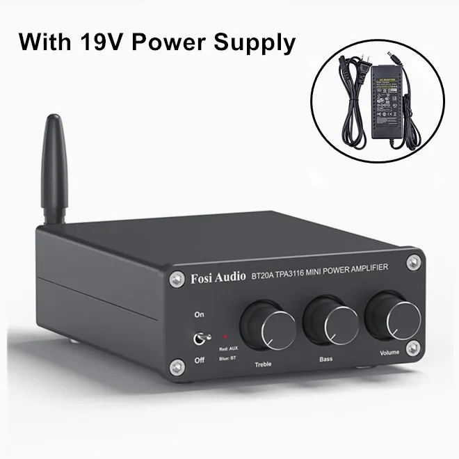 Fosi Audio BT20A Bluetooth 5.0 Receiver Amplifier Audio Digital Power Amplifier 2*100W Mini HiFi Class D Home Speaker 