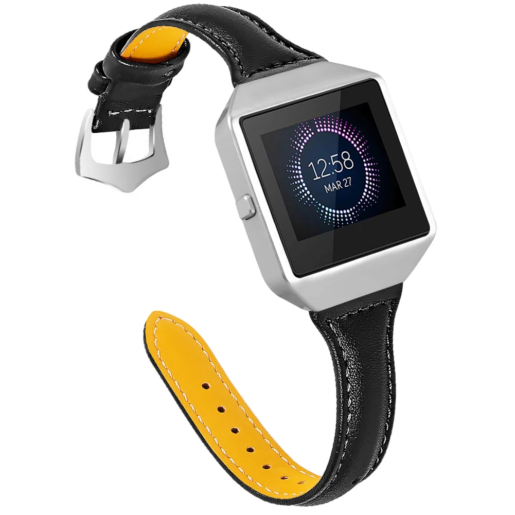 Кожаный ремешок для часов на замену браслет ремень для FitbitBlaze Смарт часы VDX99 - Цвет: Черный