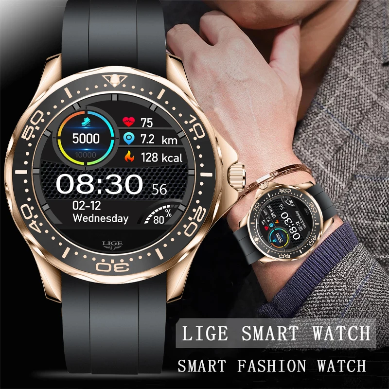 LIGE New Fashion Smart Watch Men Heart Rate Sleep Monitoring Watch IP68 Waterproof Man Smartwatch For Huawei Xiaomi Android IOS